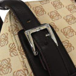 Pre Owned Loewe Senda Anagram Beige Canvas Top Handle Bag