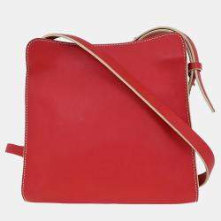 Pre Owned Loewe Red Leather Shoulder Bag