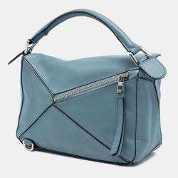 Pre Owned Loewe Blue Small Calfskin Puzzle Satchel