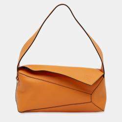 مملوكة مسبقًا Loewe Orange Calfskin Puzzle Hobo