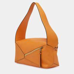 مملوكة مسبقًا Loewe Orange Calfskin Puzzle Hobo