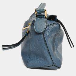 Pre Owned Loewe 2017 Blue Leather Small Puzzle Bag with Strap