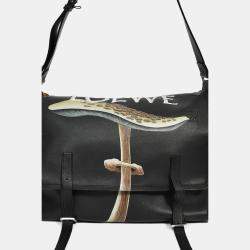 Pre Owned حقيبة لويفي سوداء من الجلد على شكل فطر ماسنجر