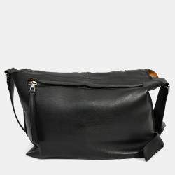 Pre Owned حقيبة لويفي سوداء من الجلد على شكل فطر ماسنجر