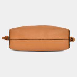 مملوكة مسبقًا Loewe 2024 Brown Leather Mini Flamenco Clutch with Strap + Woven Spiral Strap