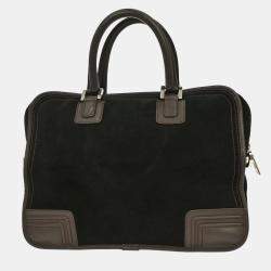Pre Owned Loewe Black Suede Amazona Handbag