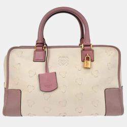 Pre Owned Loewe Off-white Leather Cherry Blossom Amazona 36 Handbag
