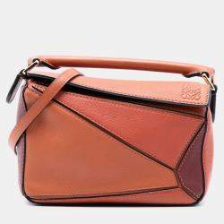 مملوكة مسبقًا Loewe Orange Mini Tricolor Calfskin Puzzle Satchel
