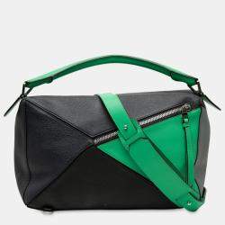 Pre Owned Loewe Black Large Multicolor Calfskin Puzzle Satchel