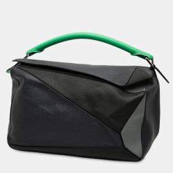 Pre Owned Loewe Black Large Multicolor Calfskin Puzzle Satchel