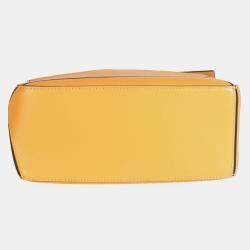 Pre Owned Loewe Yellow Grained Calfskin Small Puzzle Bag