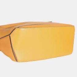 Pre Owned Loewe Yellow Grained Calfskin Small Puzzle Bag