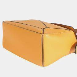 Pre Owned Loewe Yellow Grained Calfskin Small Puzzle Bag