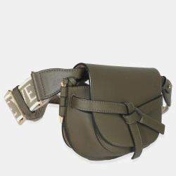 مملوكة مسبقًا Loewe Khaki Calfskin Mini Gate Dual Bag