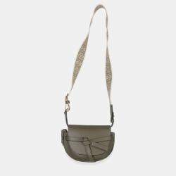 مملوكة مسبقًا Loewe Khaki Calfskin Mini Gate Dual Bag