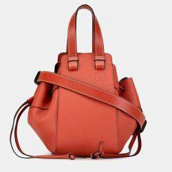 Pre Owned Loewe Orange Small Leather Hammock Satchel
