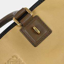 مملوكة مسبقًا Loewe Amazona 28 Beige Black Brown Calfskin Leather Top Handle Bag