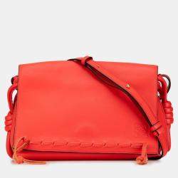 مملوكة مسبقًا Loewe Red Leather Flamenco Knot Whipstitch Crossbody