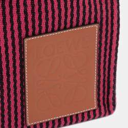 مملوكة مسبقًا Loewe Red Paulas Ibiza Large Canvas Stripes Cushion Tote