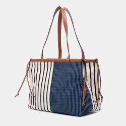 مملوكة مسبقًا Loewe Red Paulas Ibiza Large Canvas Stripes Cushion Tote
