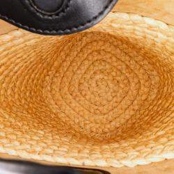 Pre Owned Loewe Black Brown Mini Raffia Pebble Bucket Bag