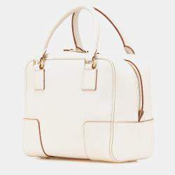 Pre Owned Loewe White Leather Amazona Square 19