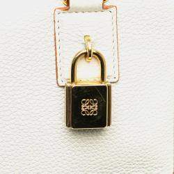 Pre Owned Loewe White Leather Amazona Square 19