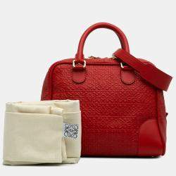 Pre Owned حقيبة لويفي أمازونا جلد محفور بشعار أحمر 75