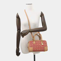 مملوكة مسبقًا Loewe Amazona Anagram Warm Desert/Red Calf Leather Canvas Size 23