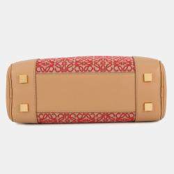 مملوكة مسبقًا Loewe Amazona Anagram Warm Desert/Red Calf Leather Canvas Size 23