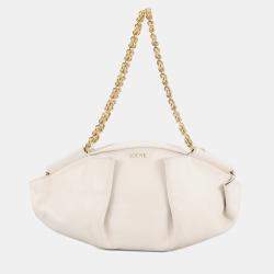 مملوكة مسبقًا Loewe Paseo Chain shoulder Bag White Leather Size Small