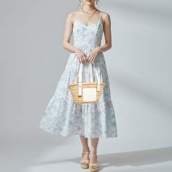 مملوكة مسبقًا حقيبة يد لويفي رافيا وكريم جلد وأبيض صغيرة