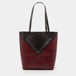 مملوكة مسبقًا حقيبة يد لويفي لغز قابلة للطي جلد لامع مزدوج اللون أسود / أحمر متوسط الحجم