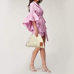 Pre Owned حقيبة صغيرة لويفي قماش تيري بلون الكريم مع حبل شد