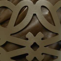 Pre Owned Loewe Anagram Cut Out Olive Green Leather Bucket Bag