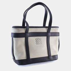 مملوكة مسبقًا Loewe Mini Beige, Black Suede Anagram Tote
