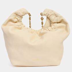 Pre Owned Loewe Cream Leather Squeeze Small Chain Shoulder Bag