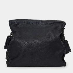 Pre Owned Loewe 2014 Black Leather Tasseled Flamenco Shoulder Bag
