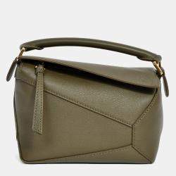 Pre Owned Loewe 2024 Dark Khaki Mini Puzzle Edge Shoulder Bag