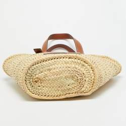 Pre Owned حقيبة شاطئ لويفي سلة جلدية باللون الأبيض والقشدي