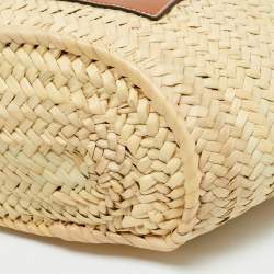 Pre Owned حقيبة شاطئ لويفي سلة جلدية باللون الأبيض والقشدي