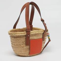 Pre Owned حقيبة يد لويس بسكيت صغيرة كريمية/بنية من الرافيا والجلد