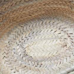 Pre Owned حقيبة يد لويس بسكيت صغيرة كريمي ة/بنية من الرافيا والجلد