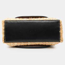 مملوكة مسبقًا Loewe Black Brown Small Raffia and Leather Gate Top Handle Bag