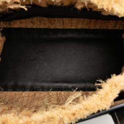 مملوكة مسبقًا Loewe Black Brown Small Raffia and Leather Gate Top Handle Bag
