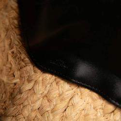 مملوكة مسبقًا Loewe Black Brown Small Raffia and Leather Gate Top Handle Bag
