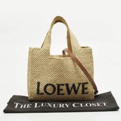 Pre Owned حقيبة يد لويفي راكيا جلد وشعرية بيج/بنية