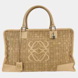 Pre Owned Loewe Beige Suede Amazona 44 Handbag
