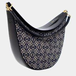 مملوكة مسبقًا Loewe Black Small Anagram Canvas Luna Hobo
