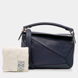 Pre Owned Loewe Blue Small Calfskin Puzzle Satchel